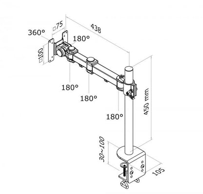 Neomounts FPMA-D960 LCD/LED/TFT bureausteun, 10-30", 10 kg, 75x75 /100x100 mm, Zwart