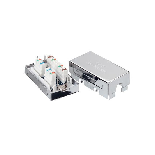 Equip 135620 Cat6 Junction Box f22 - 26 AWG, Shielded solid wire, Class e, Silver