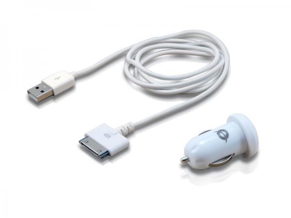 Conceptronic CUSBCAR2ASET Apple Cable with Car Tablet Charger, 2A