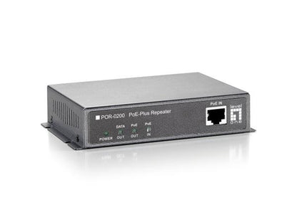 LevelOne POR-0200 Fast Ethernet Network Repeater, 2x FE, PoE-Plus 802.3at, 200m