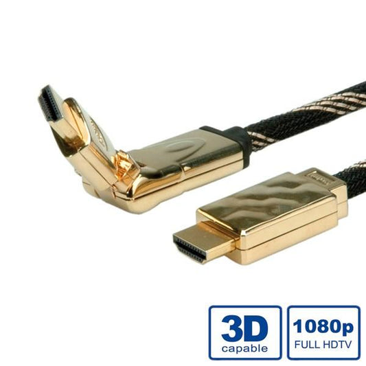 ADJ ADJBL11045507 High Speed HDMI Cable w/ Ethernet, Gold plated, 3D Swivel, 2m, Black