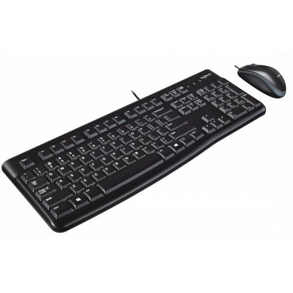 Logitech MK120 Keyb/Mouse desktop set [USB, Optical 1000 DPI, Scroll, Spill-free, Silent, Black]