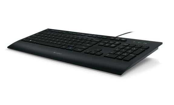 Logitech K280e Keyboard [USB, Full-size, Numpad, Spill-resistant, Palm rest, Black]