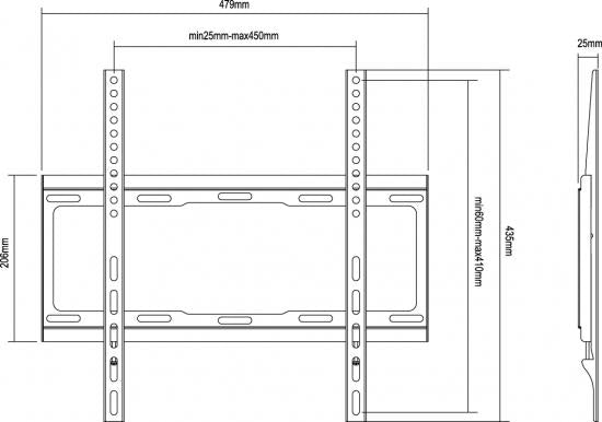 Equip 650310 Fixed TV Wall Mount Bracket [1x, 40kg, 32- 55", 200x200 mm, 400x400 mm, Black]