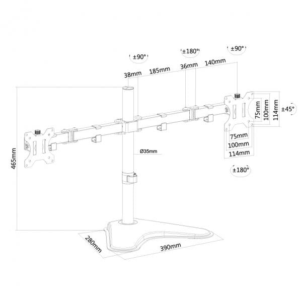 Neomounts FPMA-D550DDBLACK Flat screen desk mount Freestanding, 8 kg, 10" - 32", 100 x 10