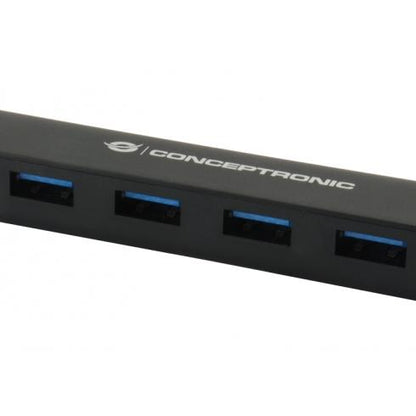 Conceptronic CTC4USB3 USB Hub, USB 3.1 Gen 2, Type-C, USB 3.1 Gen1 Type-A, 5 Gbps, 0.15 m, Black