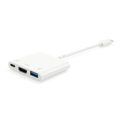 Equip 133461 USB Type C to HDMI Female/USB A Female/PD Adapter, 4k, Pastic, 15cm, White