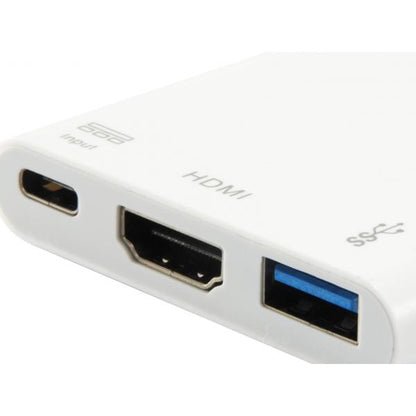 Equip 133461 USB Type C to HDMI Female/USB A Female/PD Adapter, 4k, Pastic, 15cm, White