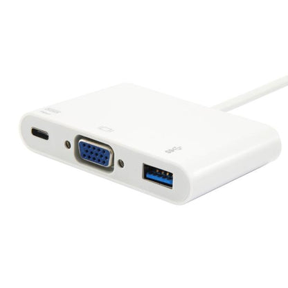 Equip 133462 USB Type C to VGA Female/USB A Female/PD Adapter, 1080p, 15cm, White