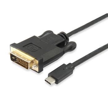 Equip 133468 USB Type-C to DVI-D Cable, Male/ Male, Straight, 1.8 m, Black