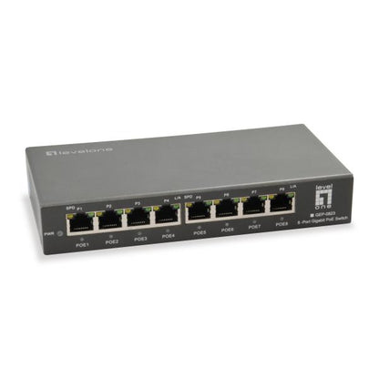 Levelone GEP-0823 8-Port Gigabit PoE Switch, 802.3at/af PoE, 120W