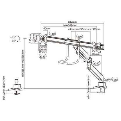 Neomounts NM-D775DXBLACK Flat screen desk mount TV Clamp, 8 kg, 10 - 32") 100x100 mm, Bla