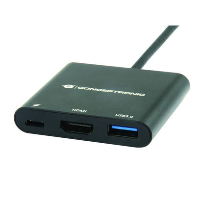 Conceptronic DONN01B DONN USB-C to HDMI Adapter, USB 3.2 Gen 1 (3.1 Gen 1) Type-A/C, HDMI, Black