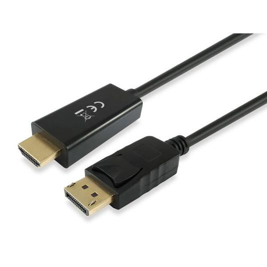 Equip 119391 DisplayPort to HDMI Cable, DisplayPort, HDMI, Male, Male, Straight, 3m, Black