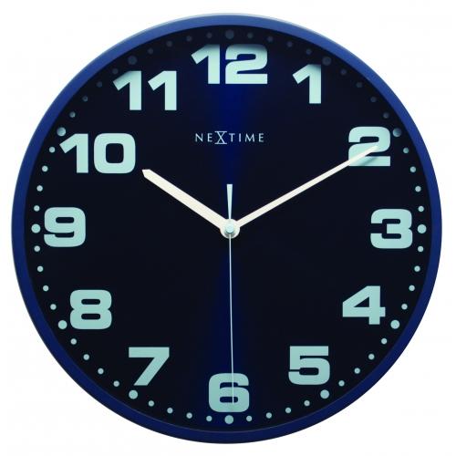 NeXtime klok 3053bl Dash Blue, Ø 35 cm, Wall, Blue