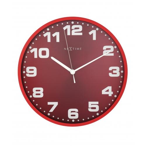 NeXtime klok 3053ro Dash Red, Ø35 cm, Wall, Red/ Silver