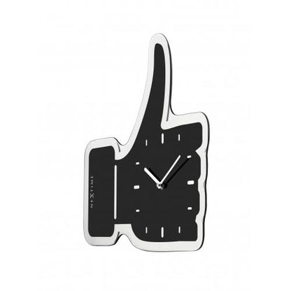 NeXtime klok 3072zw Thumbs up, 40.5x41.cm, Wall, Black/ Silver