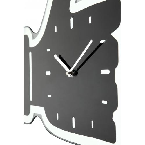 NeXtime klok 3072zw Thumbs up, 40.5x41.cm, Wall, Black/ Silver