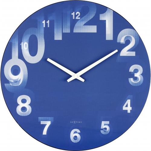 NeXtime klok 3077bl 3D, Ø39.5 cm, Wall, Blue/ White