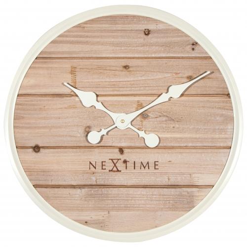 NeXtime klok 3134wi Plank, Ø50 cm, Wall, White