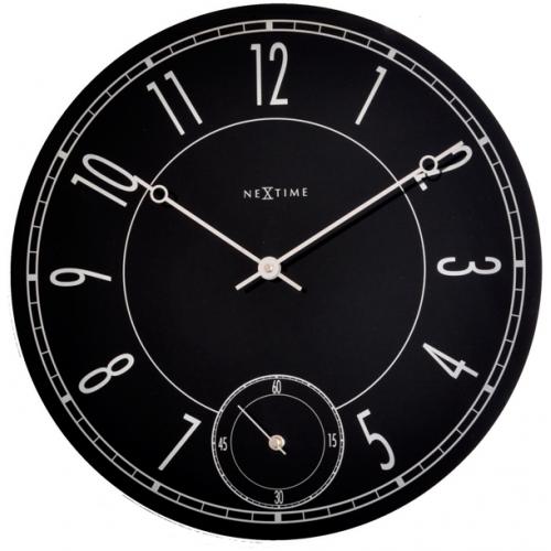 NeXtime klok 8144 Leitbring, Ø43 cm, Wall, Black/ Silver glossy