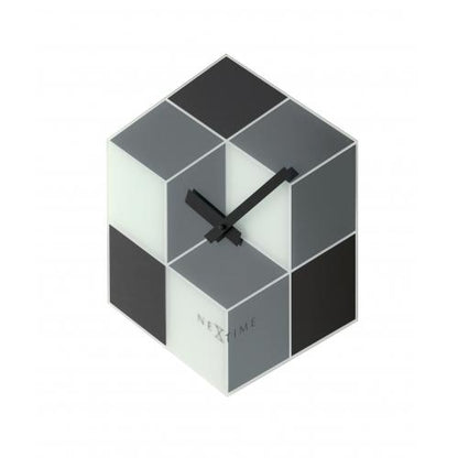 NeXtime klok 8171 Cubic, 43.5x37 cm, Wall, Black/ White/ Gray