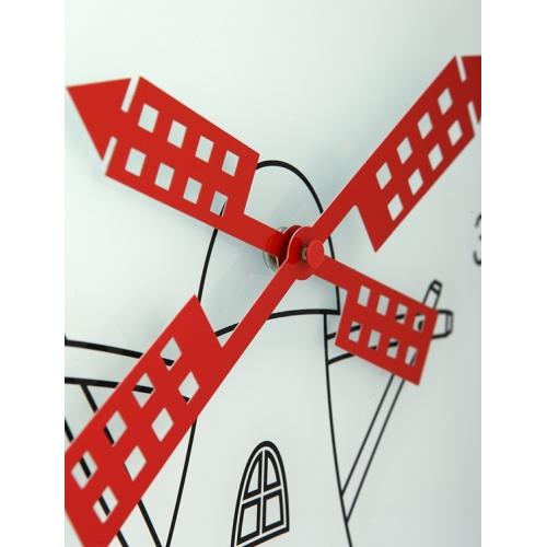 NeXtime klok 8807 Windmil, Ø30 cm, Wall, White/ Black/ Red