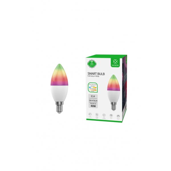 WOOX R9075 Smart RGB LED Bulb, WiFi, E14, CCT, Google Assistant & Amazon Alexa