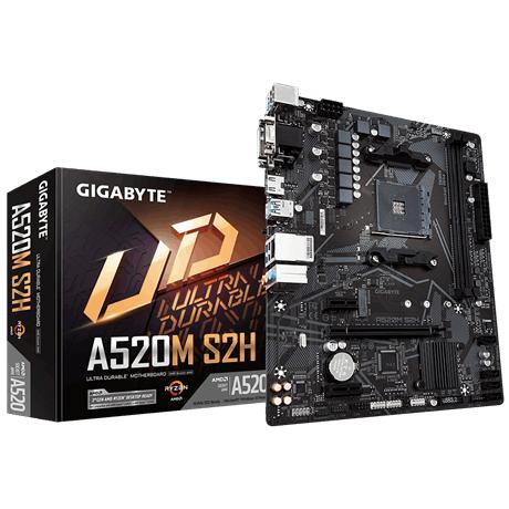 Gigabyte A520M S2H, mATX, AMD,AM4, a520, Ryzen 3 3rd Gen, 64GB, 2x DIMM DDR4, 5000 MHz, USB3.1, M.2