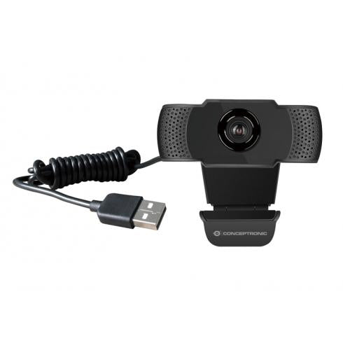 Conceptronic AMDIS01B Full HD Webcam with Microphone, USB, 2 MP, 1920 x 1080p 30 fps, H.264, 90°