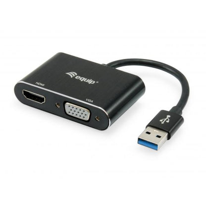 Equip 133386 USB to HDMI/VGA adapter, USB 3.2 Gen 1 Type-A, HDMI output, 1920 x 1080 pixels