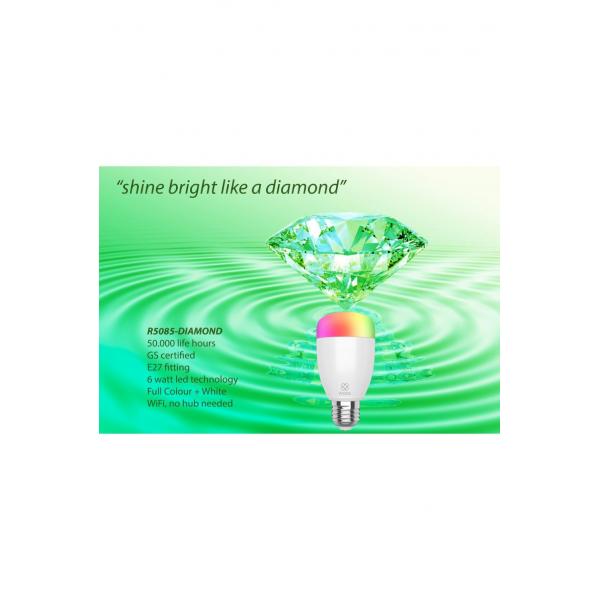 WOOX R5085 Diamond Smart LED Bulb, E27, RGB LED, 6W, 500 lumes, 2700 ~ 6500 K