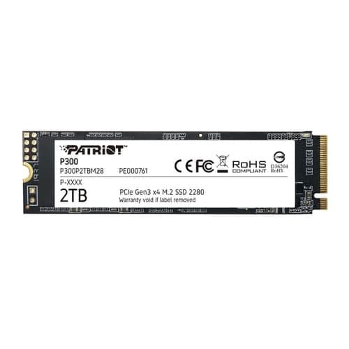 Patriot P300P2TBM28 P300 SSD, 2TB, M.2 2280, PCIe 3x4, NAND, HMB Cache, 2100/1650 MB/s, 290K IOPS