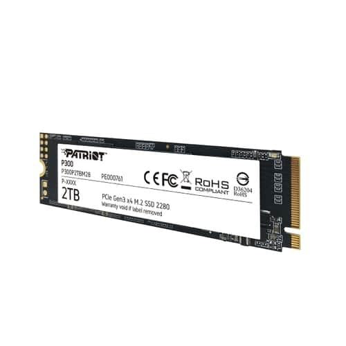 Patriot P300P2TBM28 P300 SSD, 2TB, M.2 2280, PCIe 3x4, NAND, HMB Cache, 2100/1650 MB/s, 290K IOPS