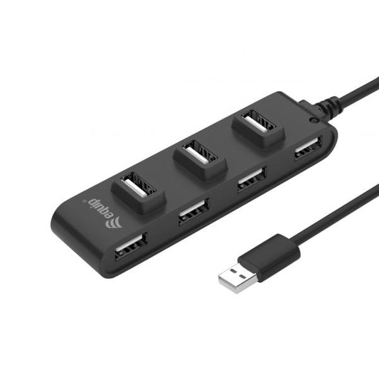 Equip 128957 7-Port USB 2.0 Hub, USB 2.0, USB 2.0, 480 Mbit/s, Black