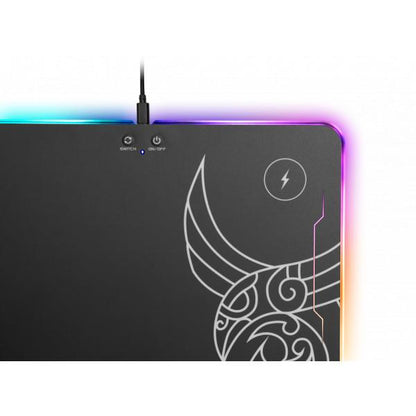 L33T Gaming 160378 Kvennavagn RGB Hard Gaming mat w/ Qi charge, 355 x 255 x 5.8 mm, Black