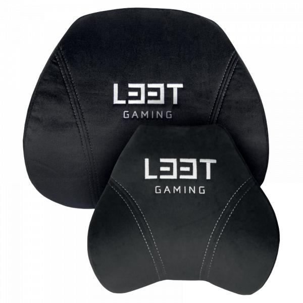 L33T Gaming 160382 Luxury Gaming Chair Cushion Set, Memory Foam, Velvet, Ultra-soft, Black