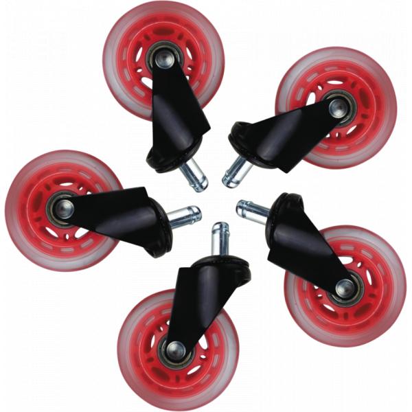 L33T Gaming 160530 3inch Rubber Casters, Red, 5pcs