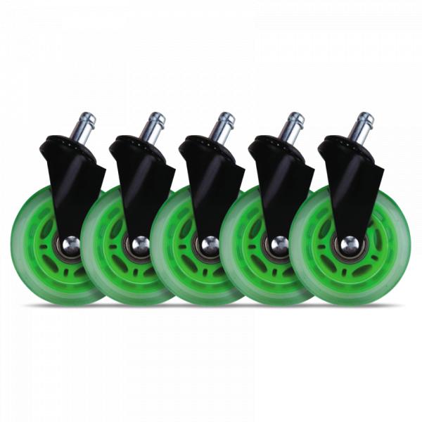 L33T Gaming 160531 3inch Rubber Casters, Green, 5pcs