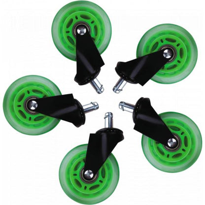 L33T Gaming 160531 3inch Rubber Casters, Green, 5pcs