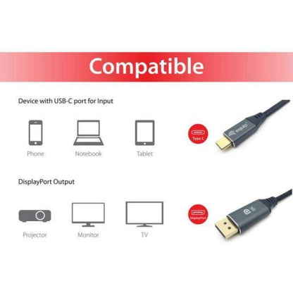 Equip 133426 USB-C to DisplayPort Cable, M/M, 1.0m, 4K/60Hz, ABS Shell