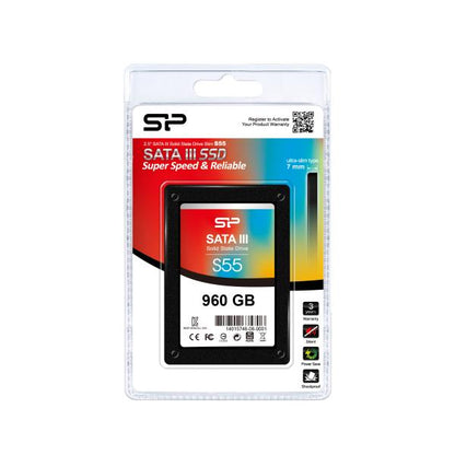 Silicon Power SP960GBSS3S55S25 Slim S55 SSD, 960 GB, 2.5", SATA3, 6 Gbit/s, SLC, Blue