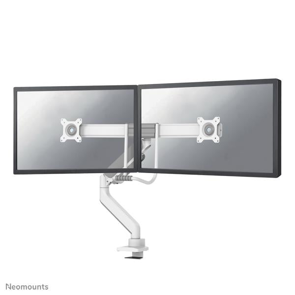 Neomounts DS75-450WH2 Full-Motion Screen Desk Mount, 2 screens, topfix clamp & grommet