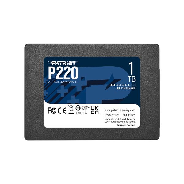 Patriot P220S1TB25 P220 SSD, 1TB, 2.5", SATA3, 6 Gbps