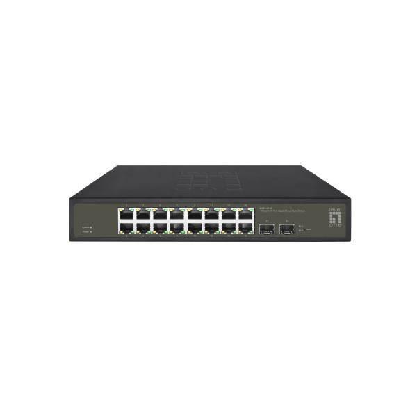 LevelOne GES-2118 Hilbert 18-Port Gigabit Smart Lite Switch, 16 x Gigabit RJ45, 2 x Gigabit SFP, Man