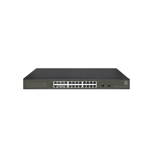 LevelOne GES-2126 Hilbert 26-Port Gigabit Smart Lite Switch, 24 x Gigabit RJ45, 2 x Gigabit SFP, Man