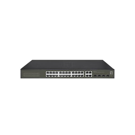 LevelOne GES-2128 Hilbert 28-Port Gigabit Smart Lite Switch, 24 x Gigabit RJ45, 4 x Gigabit SFP/RJ45