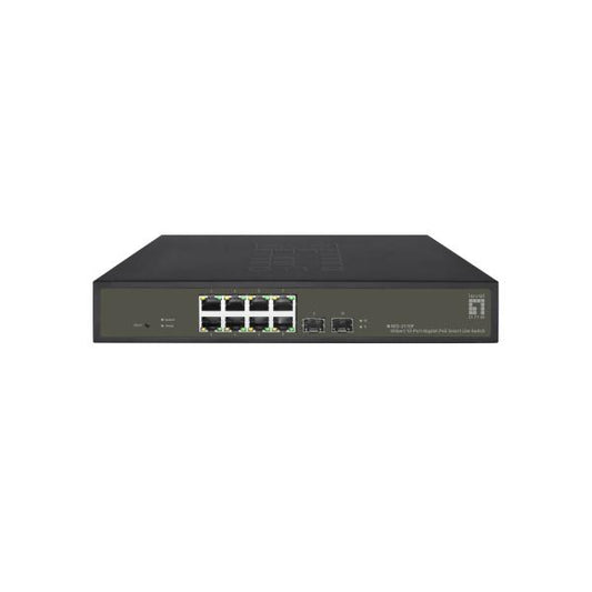 LevelOne GES-2110P Hilbert 10-Port Gigabit PoE Smart Lite Switch, 8 PoE Outputs, 2 x Gigabit SFP