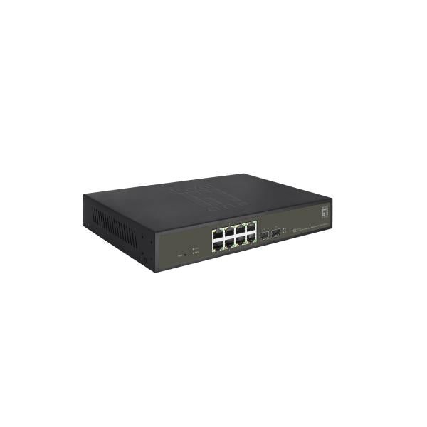 LevelOne GES-2110P Hilbert 10-Port Gigabit PoE Smart Lite Switch, 8 PoE Outputs, 2 x Gigabit SFP