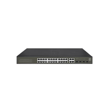 LevelOne GES-2128P Hilbert 28-Port Gigabit PoE Smart Lite Switch, 24 PoE Outputs, 4 x Gigabit SFP/RJ